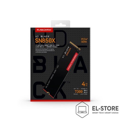 WD Dysk SSD WD Black SN850X WDS400T2X0E (4 TB ; M.2; PCIe NVMe 4.0 x4)