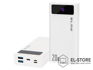 BLOW BLOW POWER BANK 20000MAH QC+PD 20W + LIGHTNING BIAŁY PB20E