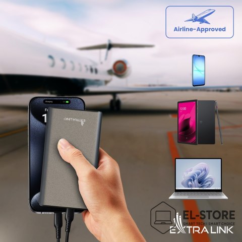 Extralink Extralink Powerbank EPB-126 20000mAh Srebrny Power bank, 45W PD, USB-C
