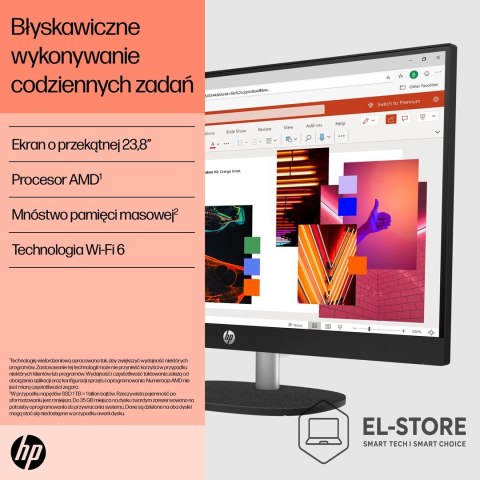 Hewlett-Packard HP AIO 24-cr0184nw Ryzen 5 7520U 23.8"FHD IPS 250nits AG 16GB LPDDR5 SSD512 Radeon 610M Cam720p kB+Mouse NoOS Shell White 2Y