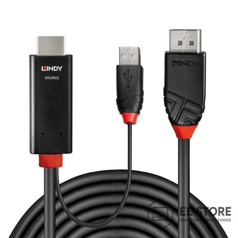 LINDY Lindy 41500 adapter kablowy 3 m HDMI + USB Type-A DisplayPort Czarny
