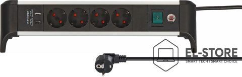 No name Listwa zasilająca Brennenstuhl Steckdosenleiste ALU-Office-Line 4gn. 1,8m USB