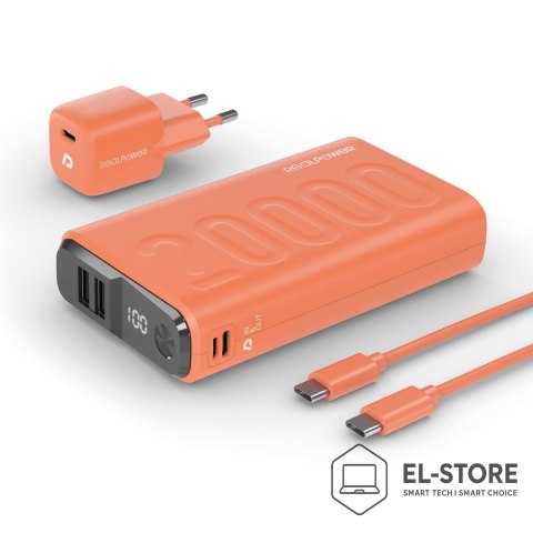 No name Powerbank RealPower Powerbank PB-20000 Zestaw pomarańczowy 20.000mAh