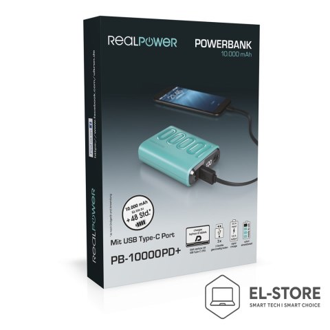 No name RealPower B-10000PD+ Nutopia 10000 mAh Niebieski