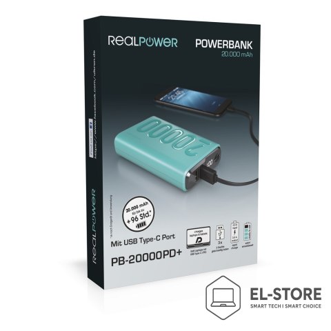 No name RealPower PB-20000PD+ Nutopia 20000 mAh Niebieski