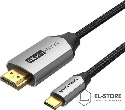 Vention Kabel USB-C do HDMI Vention 4K@60Hz w oplocie 2m szary