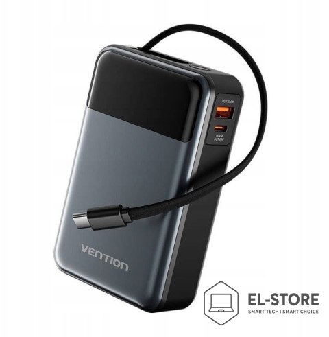 Vention Powerbank Vention 20000mAh 65W z wbudowanym kablem USB-C