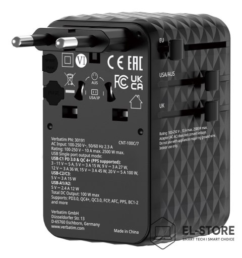 Verbatim Ładowarka Verbatim Charge ´n´ Travel 100W