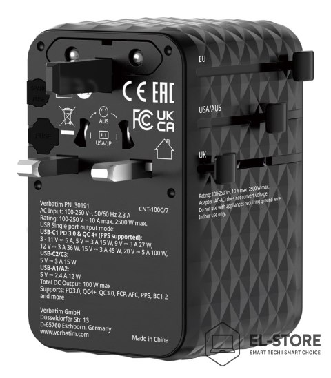 Verbatim Ładowarka Verbatim Charge ´n´ Travel 100W