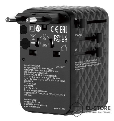 Verbatim Ładowarka Verbatim Charge ´n´ Travel 100W