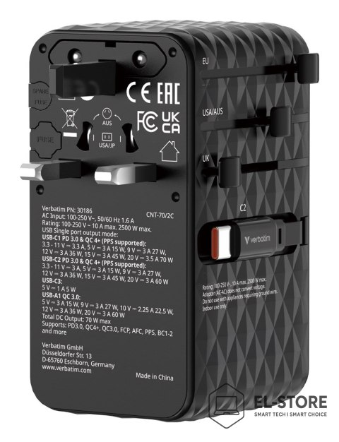 Verbatim Ładowarka Verbatim Charge 'n' Travel 70W 2C