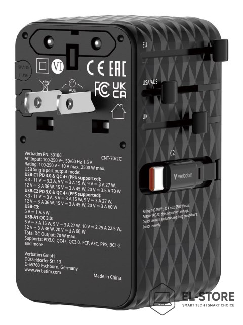 Verbatim Ładowarka Verbatim Charge 'n' Travel 70W 2C