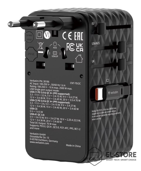 Verbatim Ładowarka Verbatim Charge 'n' Travel 70W 2C