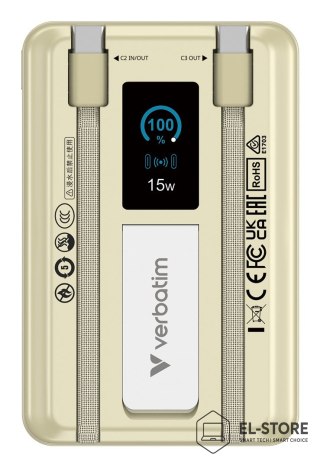 Verbatim Verbatim 32274 bank mocy Litowo-polimerowy (LiPo) 10000 mAh Bezprzewodowe ładowanie Złoto