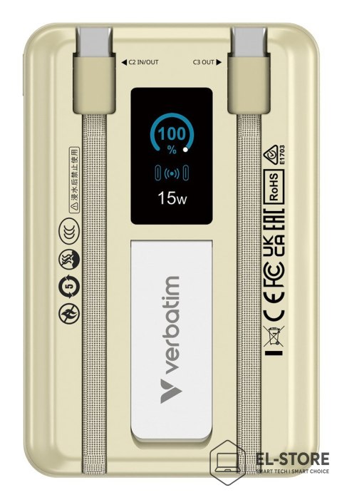 Verbatim Verbatim 32274 bank mocy Litowo-polimerowy (LiPo) 10000 mAh Bezprzewodowe ładowanie Złoto