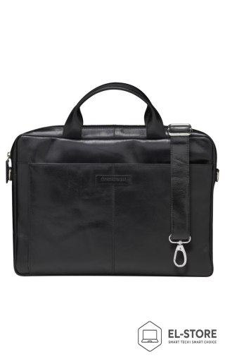 No name Dbramante1928 Amalienborg - skórzana torba z paskiem na ramię oraz kieszenią na laptop 15" (black)