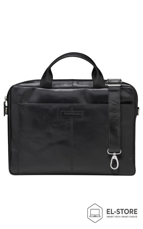 No name Dbramante1928 Amalienborg - skórzana torba z paskiem na ramię oraz kieszenią na laptop 15" (black)