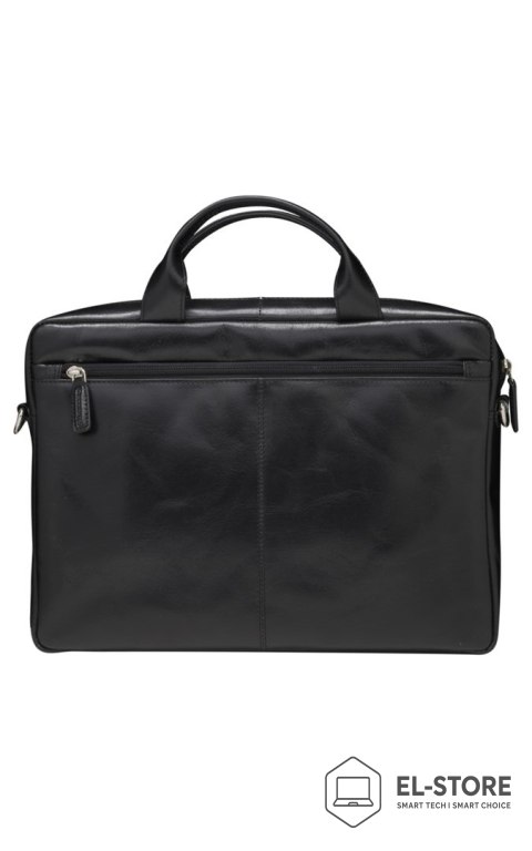 No name Dbramante1928 Amalienborg - skórzana torba z paskiem na ramię oraz kieszenią na laptop 15" (black)