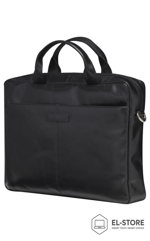No name Dbramante1928 Amalienborg - skórzana torba z paskiem na ramię oraz kieszenią na laptop 15" (black)