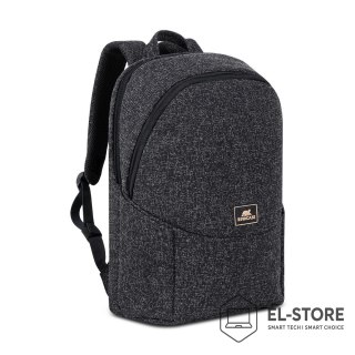 RivaCase Plecak na laptop 15,6", RIVACASE Anvik, 15L, czarny, z materiału wodoodpornego, kieszenie na tablet 10,5", smartfon, dokumenty, 