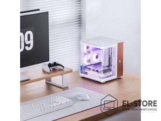 Jonsbo Obudowa PC Jonsbo TK-0, Mini-Tower, Mini-ITX, Tempered Glass, Holz - weiß