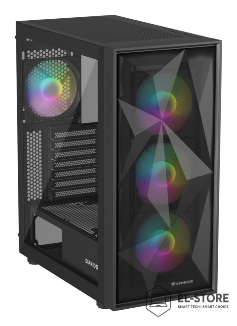 NATEC NATEC OBUDOWA GAMINGOWA GENESIS DIAXID 605 ARGB MIDI TOWER USB-C Z OKNEM CZARNA