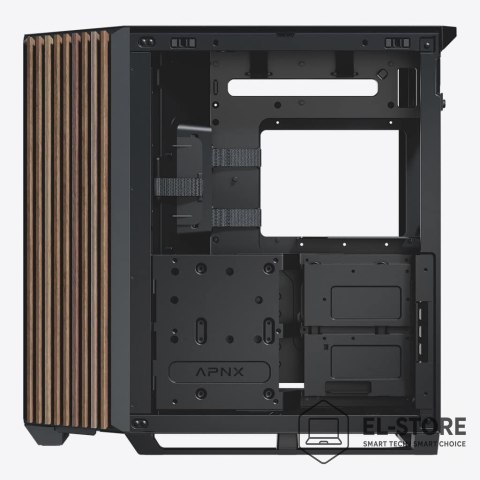 APNX Obudowa PC APNX V1, Midi-Tower, ATX, Tempered Glass, Holz, schwarz