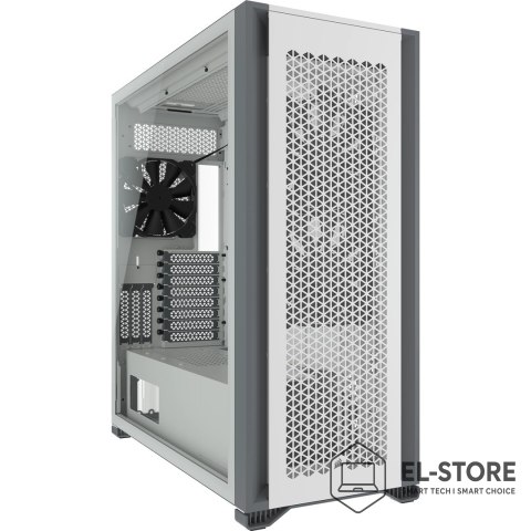 Corsair Korsarz | Obudowa komputera ze szkła hartowanego | PRZEPŁYW POWIETRZA 7000D | Szyba boczna | Biały | Pełna wieża | Zasilacz w ze