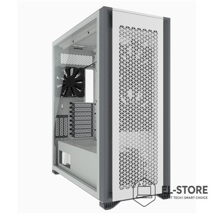 Corsair Korsarz | Obudowa komputera ze szkła hartowanego | PRZEPŁYW POWIETRZA 7000D | Szyba boczna | Biały | Pełna wieża | Zasilacz w ze
