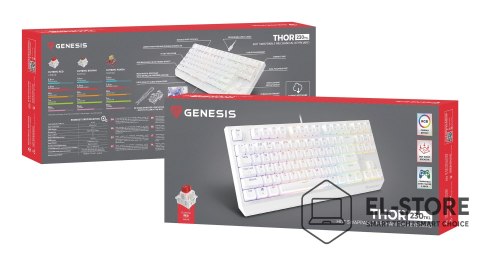 GENESIS Klawiatura GENESIS Thor 230 TKL Gaming USB QWERTY US English Biały
