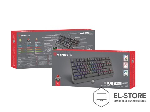 GENESIS Klawiatura Genesis Thor 230 TKL NKG-2106 Wless (RapidSpeed Wireless, BT, USB) Standardowy (US) Czarna