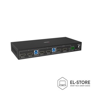 LINDY Lindy 2-portowy przełącznik KVM HDMI 4K60 USB3.0 z podwójną głowicą