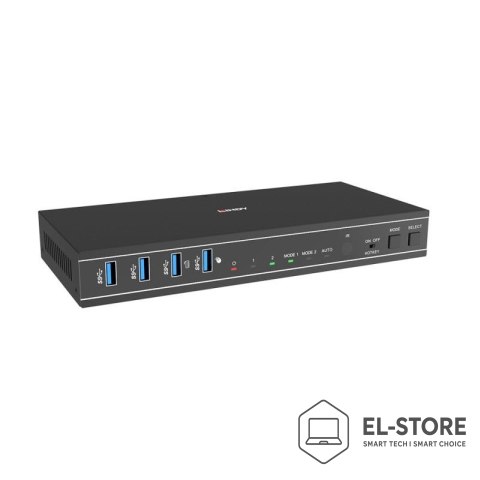 LINDY Lindy 2-portowy przełącznik KVM HDMI 4K60 USB3.0 z podwójną głowicą