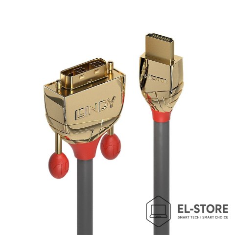 LINDY Lindy 36195 adapter kablowy 2 m HDMI Typu A (Standard) DVI-D Złoto, Szary