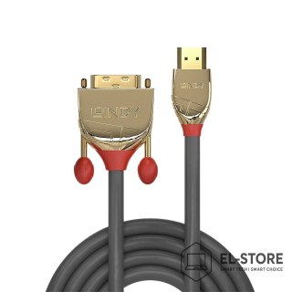 LINDY Lindy 36195 adapter kablowy 2 m HDMI Typu A (Standard) DVI-D Złoto, Szary