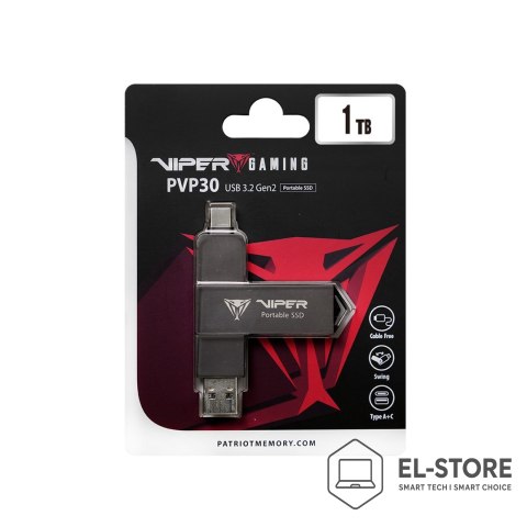 Patriot Memory Dysk SSD Patriot PVP30 1TB 1000MB/s USB Duo A+C 3.2 Gen2 Alu