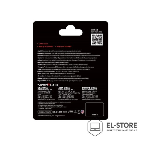 Patriot Memory Dysk SSD Patriot PVP30 1TB 1000MB/s USB Duo A+C 3.2 Gen2 Alu