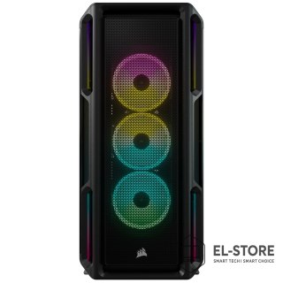 Corsair Korsarz | Inteligentna obudowa ze szkła hartowanego | iCUE 5000T RGB | Szyba boczna | Czarny | Wieża środkowa | Zasilacz w zesta