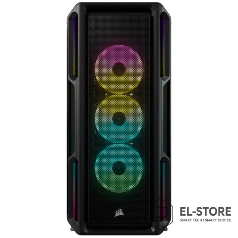 Corsair Korsarz | Inteligentna obudowa ze szkła hartowanego | iCUE 5000T RGB | Szyba boczna | Czarny | Wieża środkowa | Zasilacz w zesta