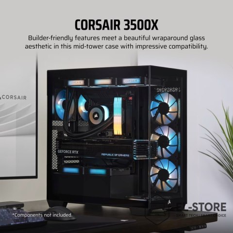 Corsair Obudowa Corsair 3500X LXR LINK Tempered Glass Mid-Tower, Black