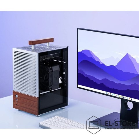 Jonsbo Obudowa PC Jonsbo T6 Mini-Tower, Mini-ITX, szkło hartowane, drewno - srebrna