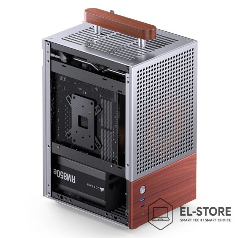 Jonsbo Obudowa PC Jonsbo T6 Mini-Tower, Mini-ITX, szkło hartowane, drewno - srebrna