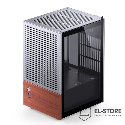Jonsbo Obudowa PC Jonsbo T6 Mini-Tower, Mini-ITX, szkło hartowane, drewno - srebrna
