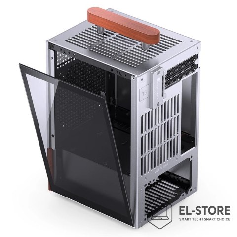Jonsbo Obudowa PC Jonsbo T6 Mini-Tower, Mini-ITX, szkło hartowane, drewno - srebrna