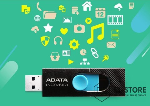 ADATA Pendrive ADATA UV220 AUV220-64G-RBKBL (64GB; USB 2.0; kolor czarny)