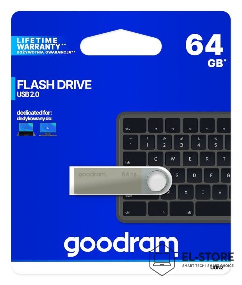 GoodRam Pendrive GoodRam UUN2 UUN2-0640S0R11 (64GB; USB 2.0; kolor srebrny)