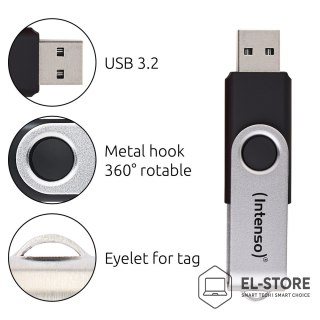 INTENSO Intenso USB 256GB OFFICE LINE 3.2 Gen1 Silver-Black pamięć USB USB Typu-A 3.2 Gen 1 (3.1 Gen 1) Czarny, Srebrny
