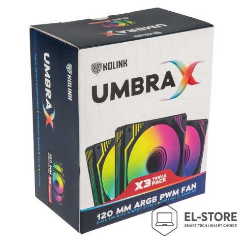 KOLINK Kolink Umbra X 120mm ARGB High Performance PWM Fan Triple Pack - Black
