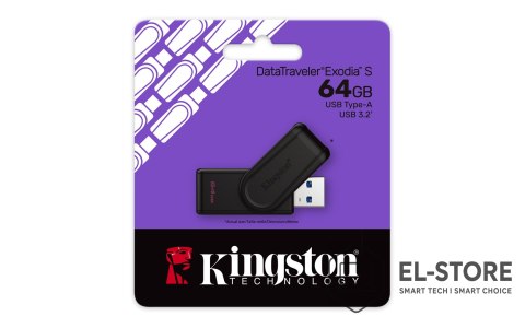 Kingston KINGSTON FLASH 64GB USB 3.2 Gen 1 DataTraveler Exodia S B+B