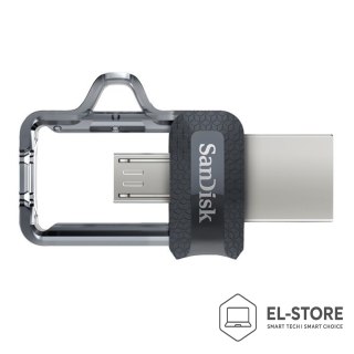 SanDisk Pendrive SanDisk Ultra Dual Drive M3.0 SDDD3-032G-G46 (32GB; microUSB, USB 3.0; kolor szary)